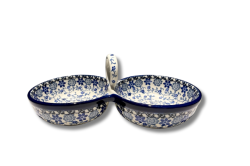 942 Bunzlau dubbele schaal met handvat (oog) 3427X Overige Schalen